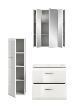 Badezimmer-Set >Ice< in Weiß / Weiß Hochglanz - 105x185x46cm (BxHxT)