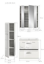 Badezimmer-Set >Ice< in Weiß / Weiß Hochglanz - 105x185x46cm (BxHxT)