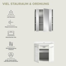 Badezimmer-Set >Ice< in Weiß / Weiß Hochglanz - 60x185x46cm (BxHxT)