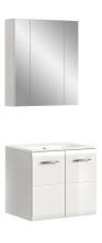 Badezimmer-Set >Ice< in Weiß / Weiß Hochglanz - 60x185x46cm (BxHxT)