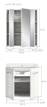 Badezimmer-Set >Ice< in Weiß / Weiß Hochglanz - 60x185x46cm (BxHxT)