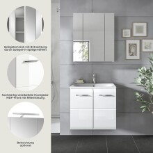 Badezimmer-Set >Ice< in Weiß / Weiß Hochglanz - 60x185x46cm (BxHxT)