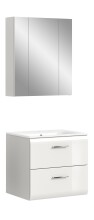 Badezimmer-Set >Ice< in Weiß / Weiß Hochglanz - 60x185x46cm (BxHxT)