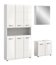 Badezimmer-Set >Ice< in Weiß / Weiß Hochglanz - 165x185x30cm (BxHxT)