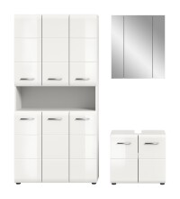 Badezimmer-Set >Ice< in Weiß / Weiß Hochglanz - 165x185x30cm (BxHxT)