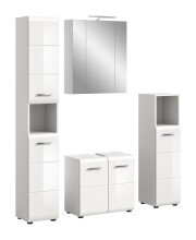 Badezimmer-Set >Ice< in Weiß / Weiß Hochglanz - 150x185x30cm (BxHxT)