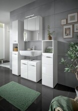 Badezimmer-Set >Ice< in Weiß / Weiß Hochglanz - 150x185x30cm (BxHxT)