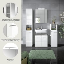 Badezimmer-Set >Ice< in Weiß / Weiß Hochglanz - 150x185x30cm (BxHxT)