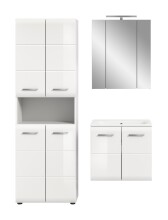 Badezimmer-Set >Ice< in Weiß / Weiß Hochglanz - 135x185x46cm (BxHxT)