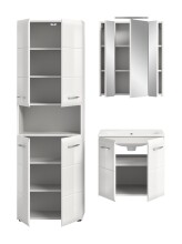 Badezimmer-Set >Ice< in Weiß / Weiß Hochglanz - 135x185x46cm (BxHxT)