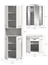 Badezimmer-Set >Ice< in Weiß / Weiß Hochglanz - 135x185x46cm (BxHxT)