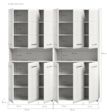 Badezimmer-Set >Ice< in Weiß / Weiß Hochglanz - 180x185x30cm (BxHxT)