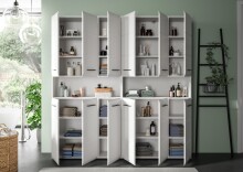 Badezimmer-Set >Ice< in Weiß / Weiß Hochglanz - 180x185x30cm (BxHxT)