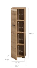 Stauraumschrank >Ice< in artisan oak - 30x106x30cm (BxHxT)