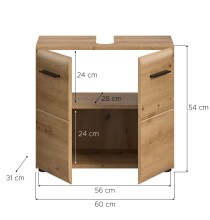 Waschbeckenunterschrank >Ice< in artisan oak - 60x54x30cm (BxHxT)
