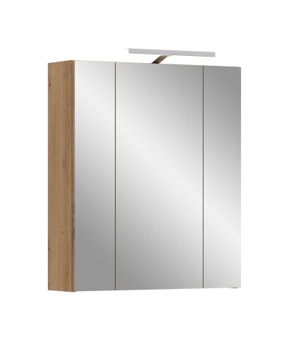 Badezimmerspiegelschrank >Ice< in artisan oak - 60x70x18cm (BxHxT)