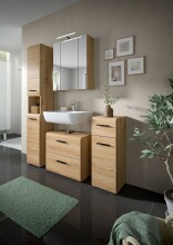 Badezimmerspiegelschrank >Ice< in artisan oak - 60x70x18cm (BxHxT)