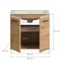 Waschtisch-Set >Ice< in artisan oak - 60x55x46cm (BxHxT)