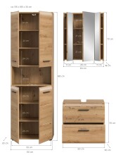 Badezimmer-Set >Ice< in artisan oak - 135x185x30cm (BxHxT)