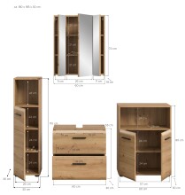 Badezimmer-Set >Ice< in artisan oak - 180x185x30cm (BxHxT)