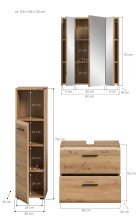 Badezimmer-Set >Ice< in artisan oak - 105x185x30cm (BxHxT)