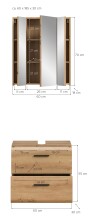 Badezimmer-Set >Ice< in artisan oak - 60x185x30cm (BxHxT)