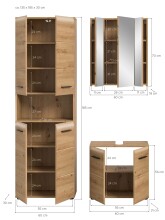 Badezimmer-Set >Ice< in artisan oak - 135x185x30cm (BxHxT)