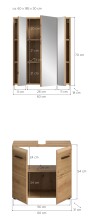 Badezimmer-Set >Ice< in artisan oak - 60x185x30cm (BxHxT)