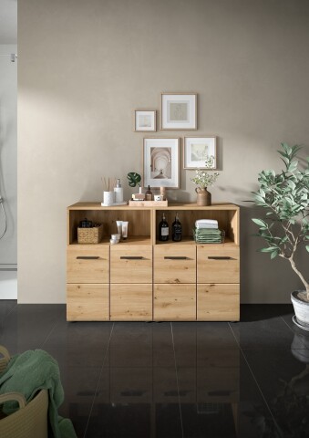 Badezimmer-Set >Ice< in artisan oak - 120x80x30cm (BxHxT)