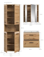 Badezimmer-Set >Ice< in artisan oak - 135x185x46cm (BxHxT)