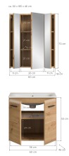 Badezimmer-Set >Ice< in artisan oak - 60x185x46cm (BxHxT)