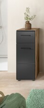 Hochschrank >Ice< in Nox Oak / Schwarz - 30x80x30cm (BxHxT)