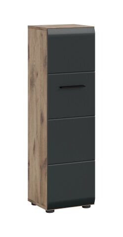 Stauraumschrank >Ice< in Nox Oak / Schwarz - 30x106x30cm (BxHxT)