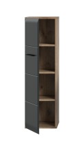 Stauraumschrank >Ice< in Nox Oak / Schwarz - 30x106x30cm (BxHxT)