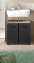 Waschbeckenunterschrank >Ice< in Nox Oak / Schwarz - 60x54x30cm (BxHxT)