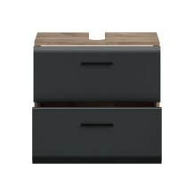 Waschbeckenunterschrank >Ice< in Nox Oak / Schwarz - 60x54x60cm (BxHxT)