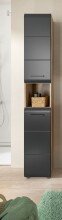 Hochschrank >Ice< in Nox Oak / Schwarz - 30x185x30cm (BxHxT)