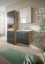 Hochschrank >Ice< in Nox Oak / Schwarz - 60x185x30cm (BxHxT)