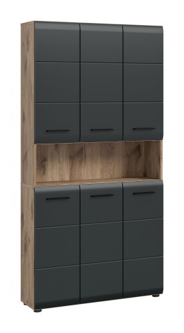 Stauraumschrank >Ice< in Nox Oak / Schwarz - 90x185x30cm (BxHxT)