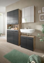 Stauraumschrank >Ice< in Nox Oak / Schwarz - 90x185x30cm (BxHxT)