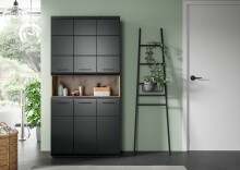 Stauraumschrank >Ice< in Nox Oak / Schwarz - 90x185x30cm (BxHxT)