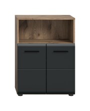 Hochschrank >Ice< in Nox Oak / Schwarz - 60x80x30cm (BxHxT)