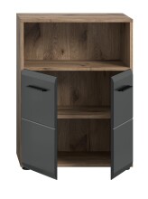 Hochschrank >Ice< in Nox Oak / Schwarz - 60x80x30cm (BxHxT)