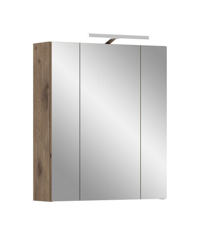 Badezimmerspiegelschrank >Ice< in Nox Oak / Schwarz - 60x70x18cm (BxHxT)