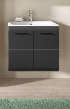 Waschtisch-Set >Ice< in Nox Oak / Schwarz - 60x55x46cm (BxHxT)