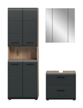 Badezimmer-Set >Ice< in Nox Oak / Schwarz - 135x185x30cm (BxHxT)