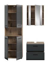 Badezimmer-Set >Ice< in Nox Oak / Schwarz - 135x185x30cm (BxHxT)