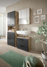 Badezimmer-Set >Ice< in Nox Oak / Schwarz - 135x185x30cm (BxHxT)