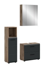 Badezimmer-Set >Ice< in Nox Oak / Schwarz - 105x185x30cm (BxHxT)