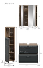 Badezimmer-Set >Ice< in Nox Oak / Schwarz - 105x185x30cm (BxHxT)